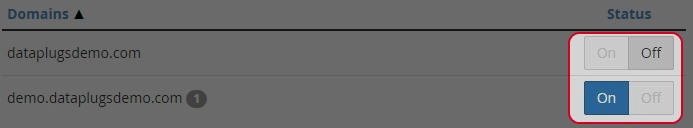 Click “on” to enable or click “off” to disable.
