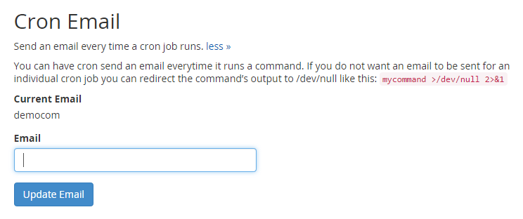 Enter the email address where you would like to receive the result after the cron job is completed.
Enter the email address where you would like to receive the result after the cron job is completed.