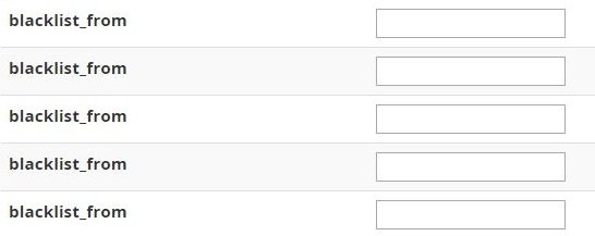 In the “blacklist_from” text boxes, you can specify e-mail addresses that are known spammers. 