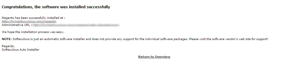 Click “Return” to overview. 