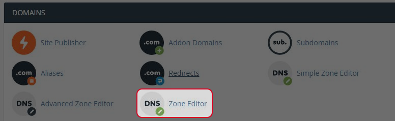 Click on “Zone Editor” icon at Domain area. 