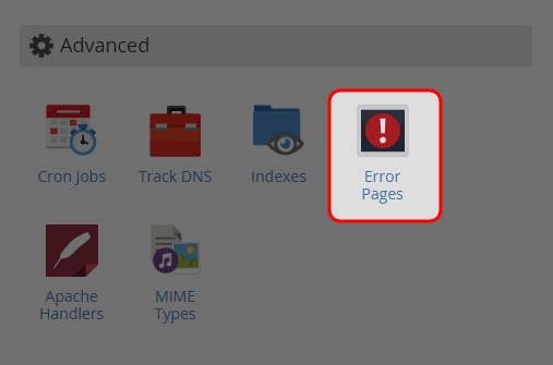 Click on “Error pages” icon at Advanced area.
