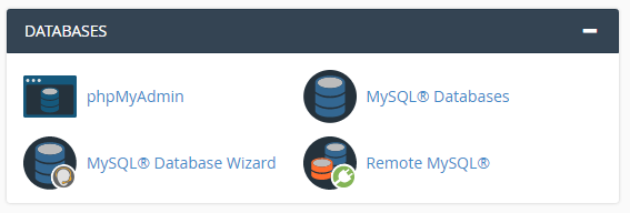 Click on “MySQL® Database Wizard” icon at Databases area.
