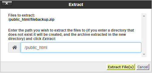 Compress or extract file or folder using File Manager Click “Extract Files”.