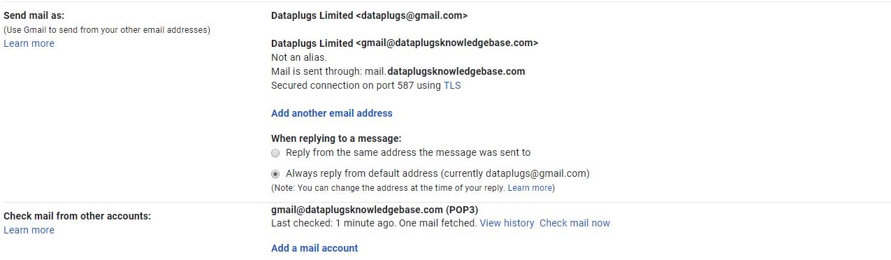 When you complete verify ,  you have imported your domain email account to your Gmail account. You may go into Settings in Gmail. Click the Accounts and Import tab. Under the Send Mail As section, click  make default link next to your domain email address. This way, each time you click on the Send or Reply buttons, your email message will be sent out from your domain email address by default, instead of your Gmail address. 
