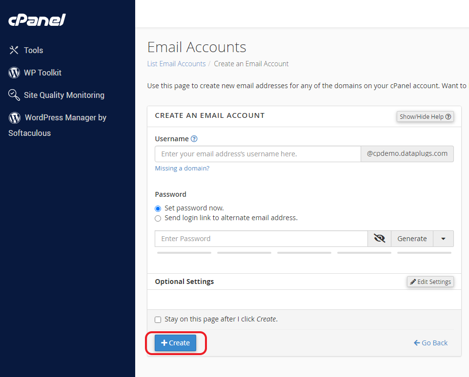 Click on “Create Account”. 