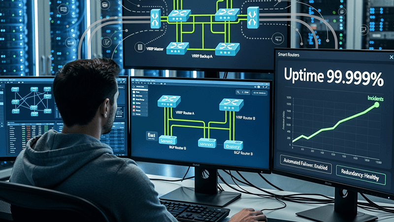 通过 VRRP、BGP 实现自动化故障切换,保障服务器可用性 通过 VRRP、BGP 实现自动化故障切换,保障服务器可用性